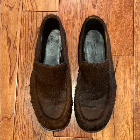 Dries Van Noten Shoes - Dries Van Noten Dark Brown Haircalf Loafers